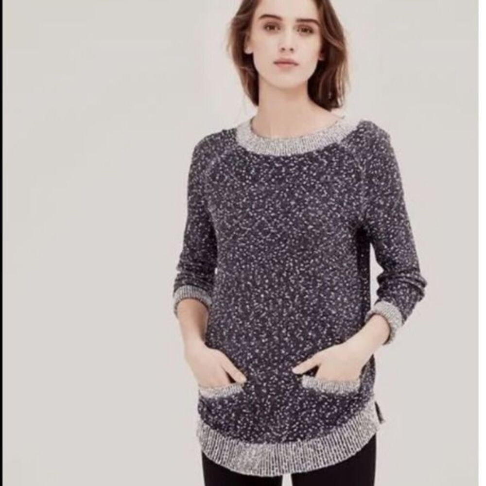 LOU & Grey Blue & Cream Knit Marled Sweater s